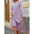 thumbnail image 4 of Women's Long Sleeve Floral Printed A-Line Maxi Dress, 4 of 8