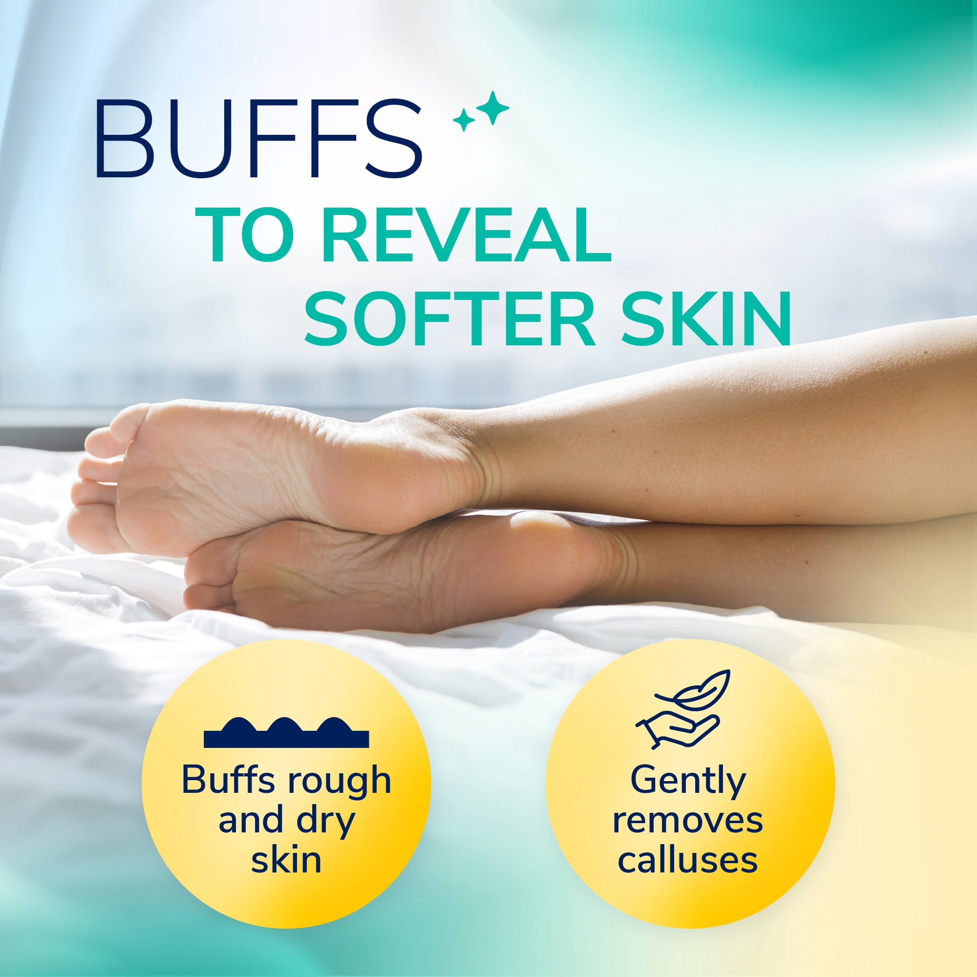 (4 pack) Dr. Scholl's Curved Heel Buffer Foot File Callus Remover for Smooth Feet