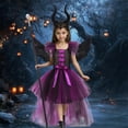 thumbnail image 2 of Byoo Toddler Girls' Maleficent Themed Dress Set Lace-Up High-Low Party Tulle Gown 4-Piece Fairy Outfit for Children, 2 of 6