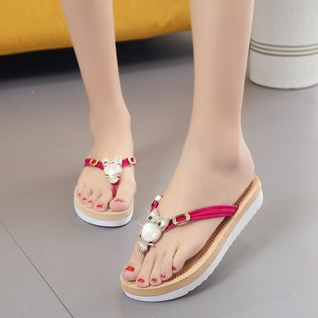 

AXXD Women Sandals Clearance 7.5 Summer Flat Flip-flops Open Toe Breathable Comfortable Shoes Roman boho sandals