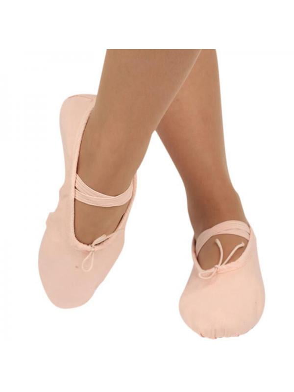 3 Pairs Girls Canvas Ballet Shoes Full Sole Ballet Slippers Flats Yoga Dance Shoes for Toddlers Kids