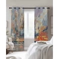 thumbnail image 3 of Grey Orange Coastal Blackout Curtains 63 Inches Long for Bedroom, Oil Painting Modern Abstract Art Thermal Insulated Room Darkening Black Out Window Curtain Panels Grommet Drapes for Living Room, 3 of 8