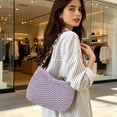 thumbnail image 4 of BUDAO00 Summer Woven Beach Bag Crossbody Bag Purse For Women, Bohemian Shoulder Bag, with Chain Shoulder Strap, Beach Tote for Travel or Daily Use (Purple), 4 of 6