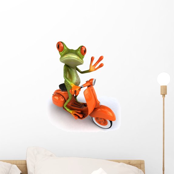 Frog Vespa Wall Mural by Wallmonkeys Peel and Stick Graphic (18 in H x 13 in W) WM272353