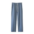 thumbnail image 4 of Pajama Pants for Men Fleece Lined Straight Leg Pants with Pockets Mens Plaid Printed Drawstring Elastic Waist Thermal Warm Homewear Pajamas Bottoms, 4 of 8