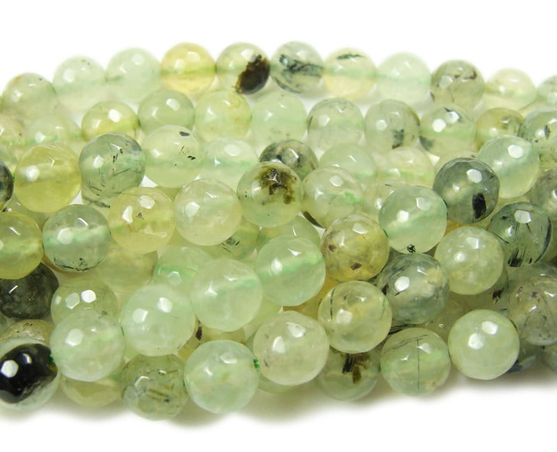 Natural Prehnite Gemstone Faceted Round Beads For Jewelry Making 15" 8mm 10mm 
