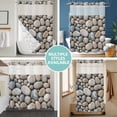 thumbnail image 5 of No Hook Shower Curtain with Snap in Liner, Abstract Natural Grey Cobblestone Waterproof Bath Curtain Double Layers with See Through Top Window, Modern Grey Pebble Stone Hotel Shower Curtains 60x72in, 5 of 9