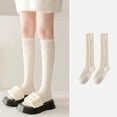 thumbnail image 2 of Telankuip Women's Pattern Knee-High Socks Autumn and Winter Long Oatmeal Color Thickened Wool Warm Calf Socks Casual Warm Comfortable High Stockings Beige One Size, 2 of 4