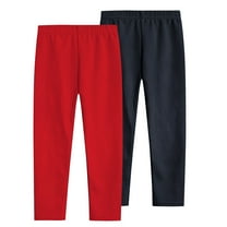 Lmnyox Girls 2 Pack Leggings Kids Lightweight Solid Full Length Tights Pants Stretchy Comfy Yoga Leggings