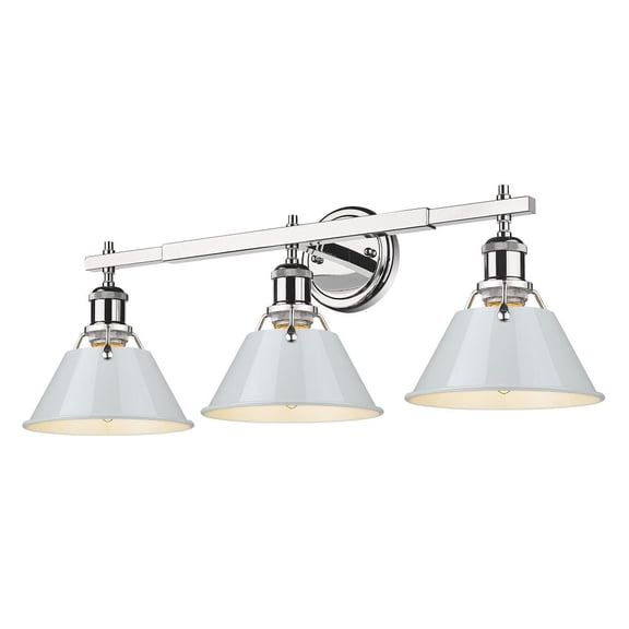 Orwell 3-Light Vanity Light in Chrome with Dusky Blue