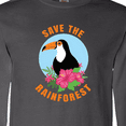 thumbnail image 4 of Inktastic Save the Rainforest Toucan Illustration Long Sleeve T-Shirt, 4 of 5