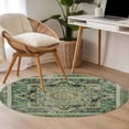 thumbnail image 4 of Round Rugs 4Ft, Teal Boho Round Area Rug Washable Indoor Throw Carpet, Ehtnic Modern Geometric Abstract Art Soft Non Slip Circle Rug for Kitchen Nursery Room Home Decor Aesthetic, 4 of 8