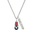 thumbnail image 1 of Delight Jewelry Silvertone USA Patriotic Flip Flop with White Star Silvertone Live the Life You Have Imagined Bar Charm Necklace, 23", 1 of 4
