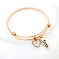 thumbnail image 3 of Uloveido 2.5 Inch Rose Gold Plated Twisted Bangle Bracelet with Heart Charms Mustard Seed Inspirational Faith Cable Bangles (Heart), 3 of 7