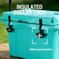 thumbnail image 5 of Portable Hard Cooler 25QT, Rotomolded Insulated Cooler Box with Bottle Opener, Heavy Duty Ice Chest with Cup Holder for Camping, Fishing, Beach, Tailgate, Turquoise, 5 of 10