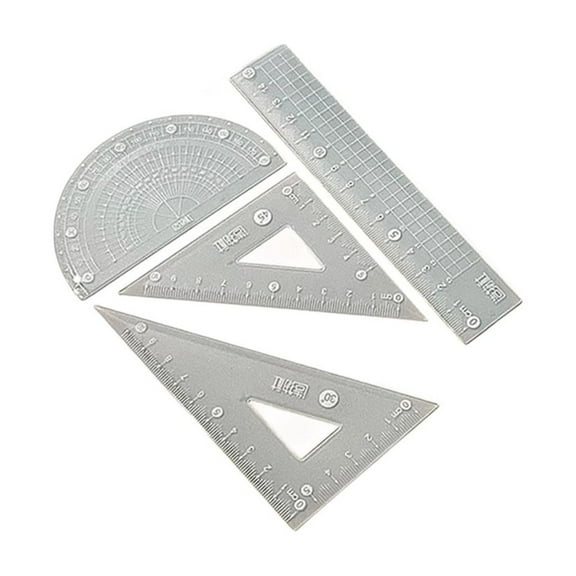 School Geometry Tool Set Plastic Drawing Ruler Includes Straight Ruler Set Square Protractor for Student School Supplies