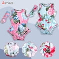 thumbnail image 3 of EINCcm Toddler Jumpsuit, Summer Sleeveless Romper Flower Print Headband Two-Piece Children's Clothing, for Toddler Baby Girls, Pink,18-24 Months, 3 of 7