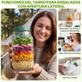 thumbnail image 2 of Salad Pod Jar Side Open, Recipiente para Ensaladas Original, La Cápsula de Ensalada con Tazón y Tapa Antigoteo para Aderezos, con Tenedor y Cepillo, Apto para Trabajo, Al Aire Libre y Viajes, 2 of 4