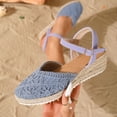 thumbnail image 3 of Espadrilles for Women Woven Closed Toe Wedge Sandals Vintage Footbed Ankle Strap Slingback Heels Breathable Summer Dress Shoes Blue Size 7, 3 of 6