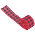 thumbnail image 4 of Christmas Wired Edge Plaid Ribbon 5m for Home DIY Gift Wrapping Crafts Black Red, 4 of 5