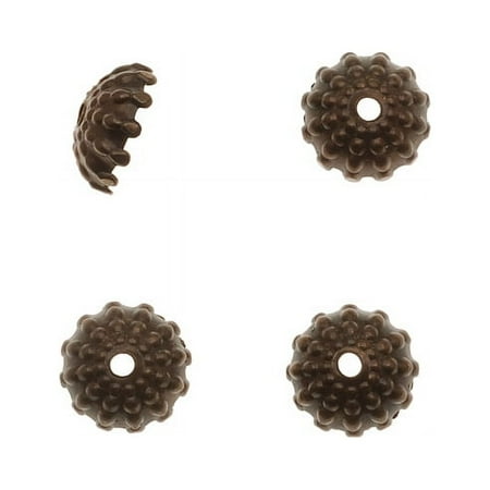 Vintaj Natural Brass 7mm Hobnail Bumpy Bead Caps (4)