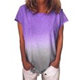 thumbnail image 2 of Electronicheart Special Gradient Color Print T-shirt Plus Size Women Summer Tops Plus Size Purple 4XL 1Set, 2 of 5
