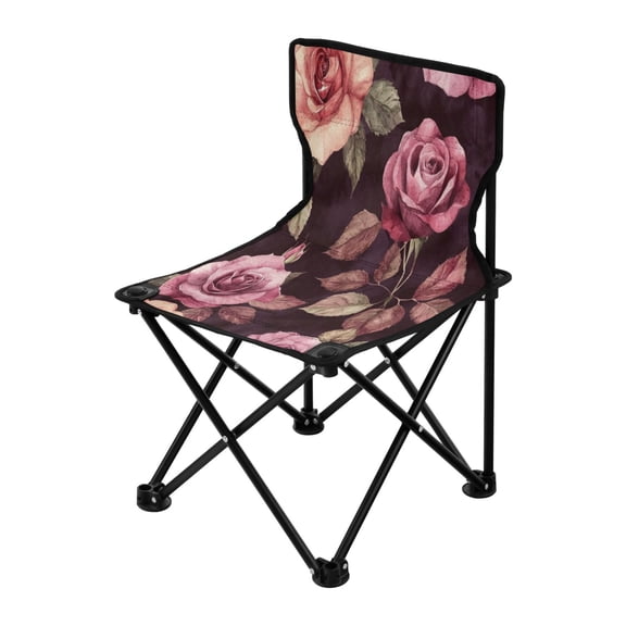 Outdoor Folding Chair 14.46x14.46x22.83 Inches, Camping Folding Chair Easy to Carry Ideal for Outdoor Picnics Camping Park Fishing Maroon Roses Seamless