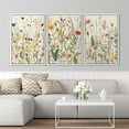 thumbnail image 3 of IDEA4WALL Framed Canvas Print Wall Art Set of 3 Multicolor Wildflowers Garden Floral Painting Nature Wilderness Vintage Art Boho Retro Wall Decorative Artwork for Rooms - White 16"x24"x3, 3 of 5