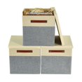 thumbnail image 2 of DECOMOMO 3-Pack Stackable Foldable Cube Storage Bin W/ Lids | Rugged Canvas Fabric Container with PU Handles, 2 of 10