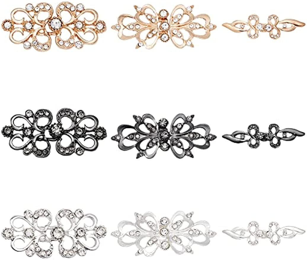 9 Sets Zinc Alloy Chinese Knots Frog Buttons 3 Styles Flower Rhinestone