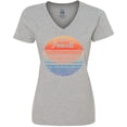 thumbnail image 3 of Inktastic Lake Powell Distressed Retro Sunset Women's V-Neck T-Shirt, 3 of 5