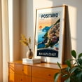 thumbnail image 2 of Amalfi Coast: Vintage Travel Poster of Positano - Positano Campania Italy Illustration Oak Framed Wall Art Print 12 x 18 inches, 2 of 59