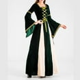 thumbnail image 2 of QLEICOM Women's 1950s Vintage Court Banquet Dress, Medieval Vintage Hooded Dress, Square Neck Tie Flare Sleeves Swing Dress, Halloween Cosplay Costumes for Women Green XXL, 2 of 6
