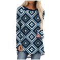 thumbnail image 1 of Pompotops Blouse Décontractée Tribale Imprimée à Manches Longues Col Rond pour Femmes, 1 of 5