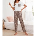 thumbnail image 3 of Leopard Print Women's Pajama Set — Comfortable, Skin-Friendly, Breathable, Soft Sleepwear in White, Size M, 3 of 6