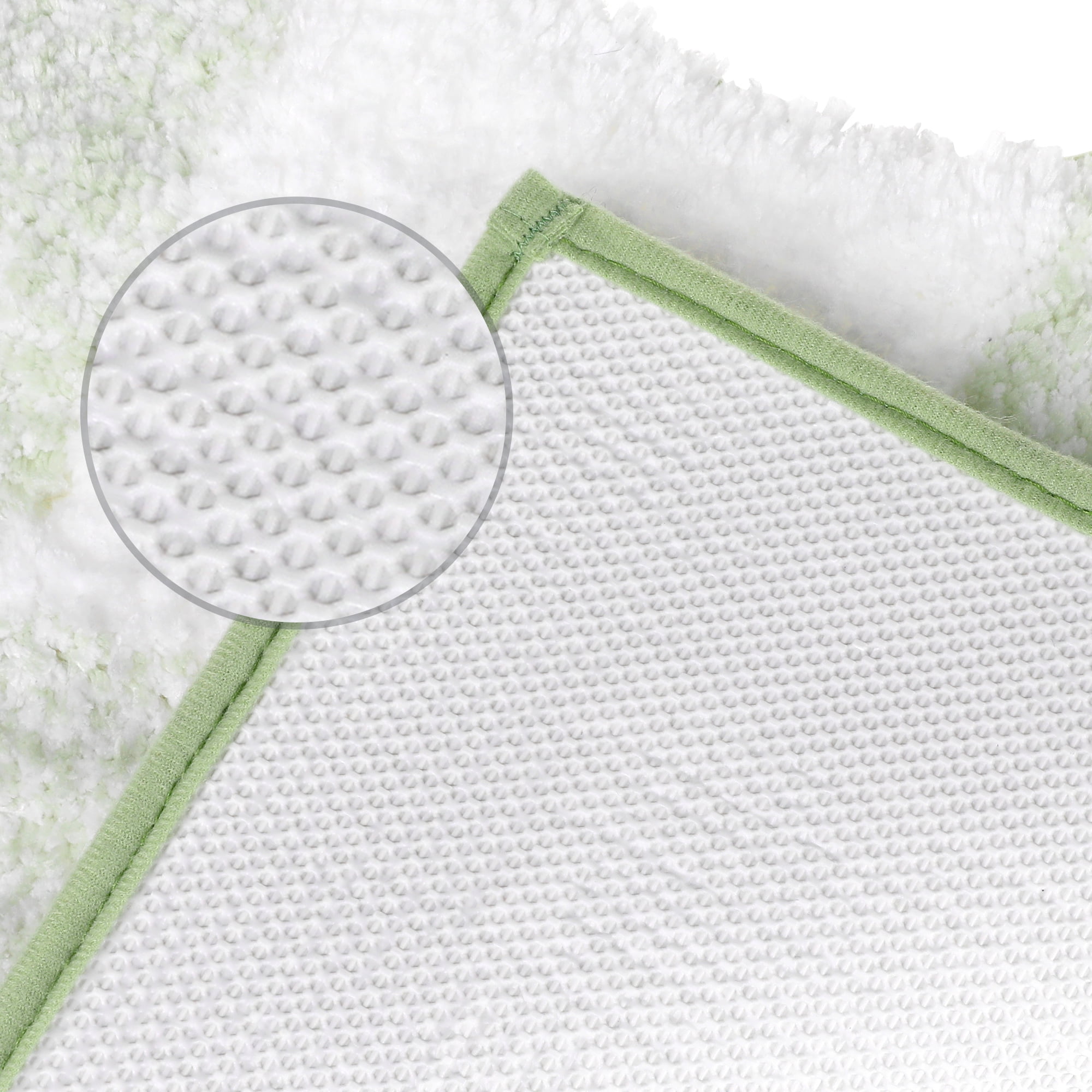 Unique Bargains Absorbent Bath Rug Non-Slip Plush Shaggy Bath Carpet Bath Mats Green Geometry U-Shaped 20" x 20"