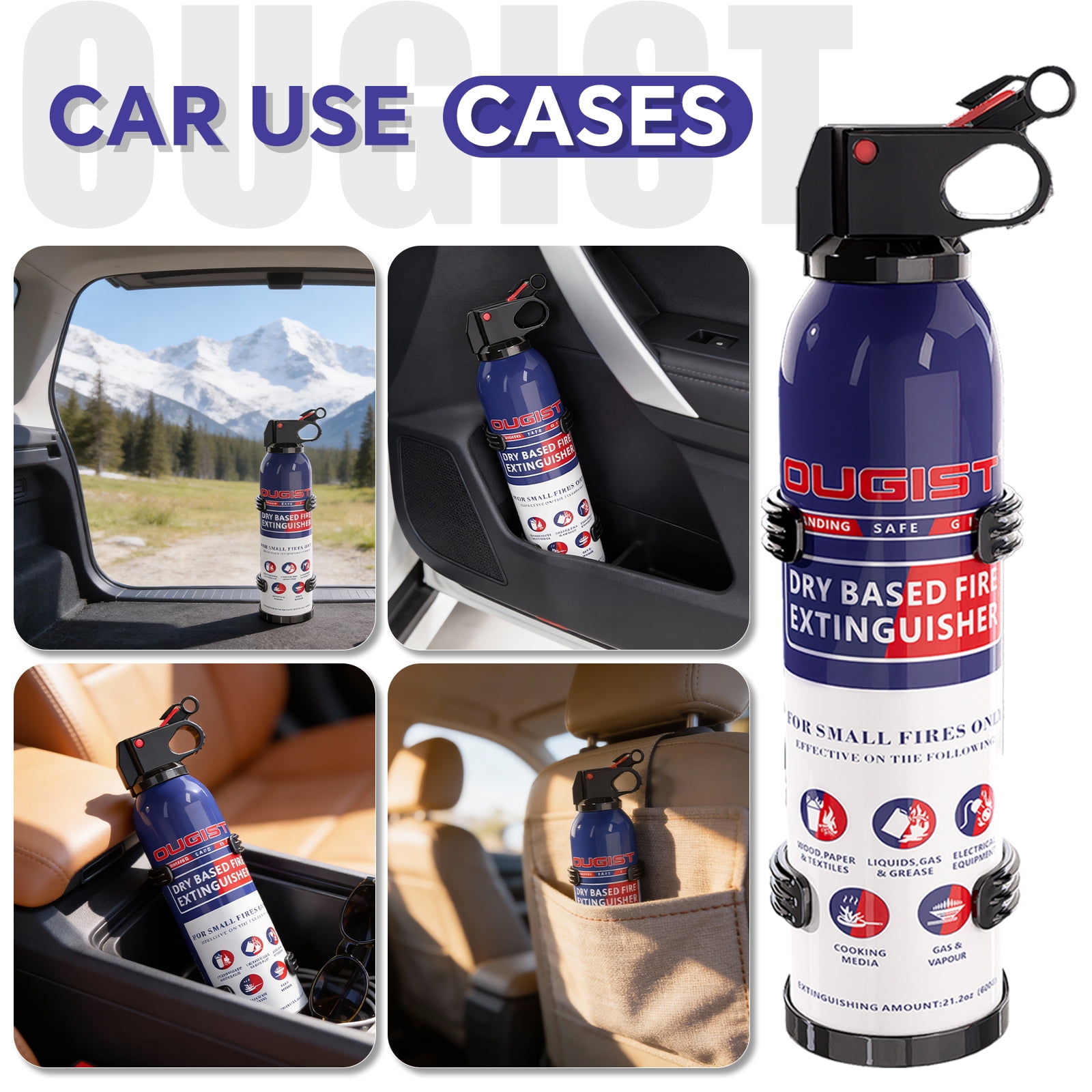 OUGIST Small Fire Extinguisher for Home Kitchen and Car with Mounting Bracket, 2 Pack