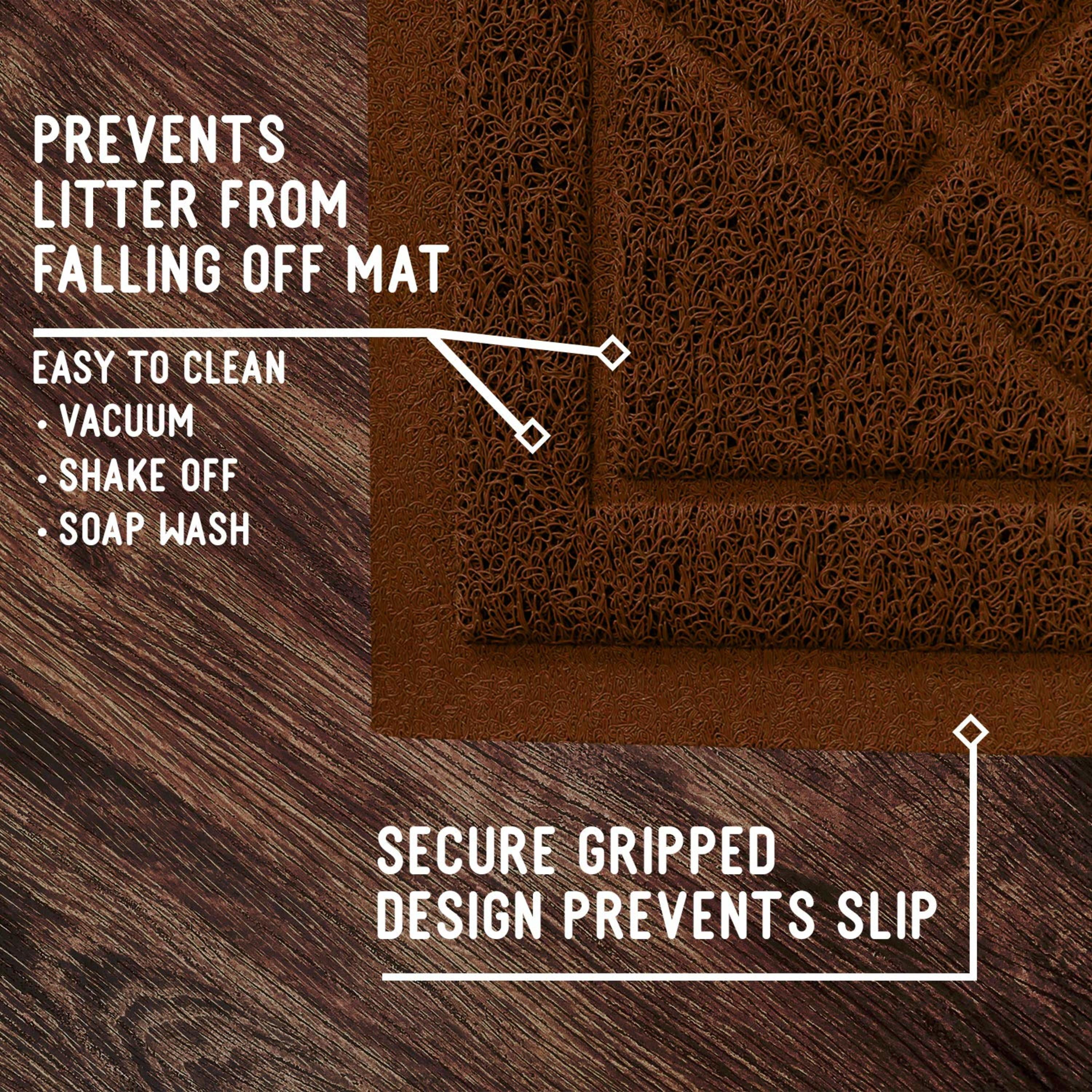 Downtown Pet Supply Non Slip and Washable Cat Litter Mat 23" x 35", Brown