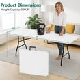 thumbnail image 6 of WASUHE 6ft Portable Folding Table, Outdoor Dining Table Mesas Para Fiestas Portable Folding Square Card Table, Perfect for Party, Dining, Wedding, Events, Picnic, Indoor Outdoor, Camping, White, 6 of 10
