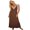 Coffee, variant on LMLYSoH Women's Dot Print Long Dress Summer Fashionable Backless Lace Trim V Neck Bodycon Dress