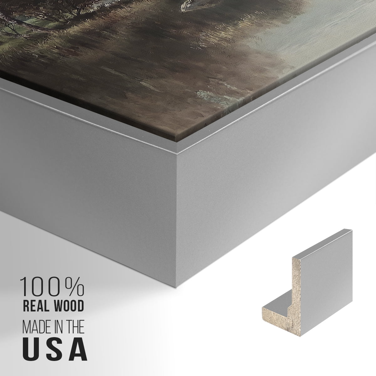 Vintage Landscape-XXIV By Wexford Home Framed in Silver Wood Gallery Wrapped Canvas 25 in. x 37 in.