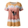 thumbnail image 4 of Mujeres Casual Cuello Redondo Manga Corta Estampado Jersey Blusa Camiseta Tops Sueltos OAVQHLG3B Store  lin121212, 4 of 4