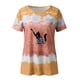 thumbnail image 4 of Mujeres Casual Cuello Redondo Manga Corta Estampado Jersey Blusa Camiseta Tops Sueltos OAVQHLG3B Store  lin121212, 4 of 4