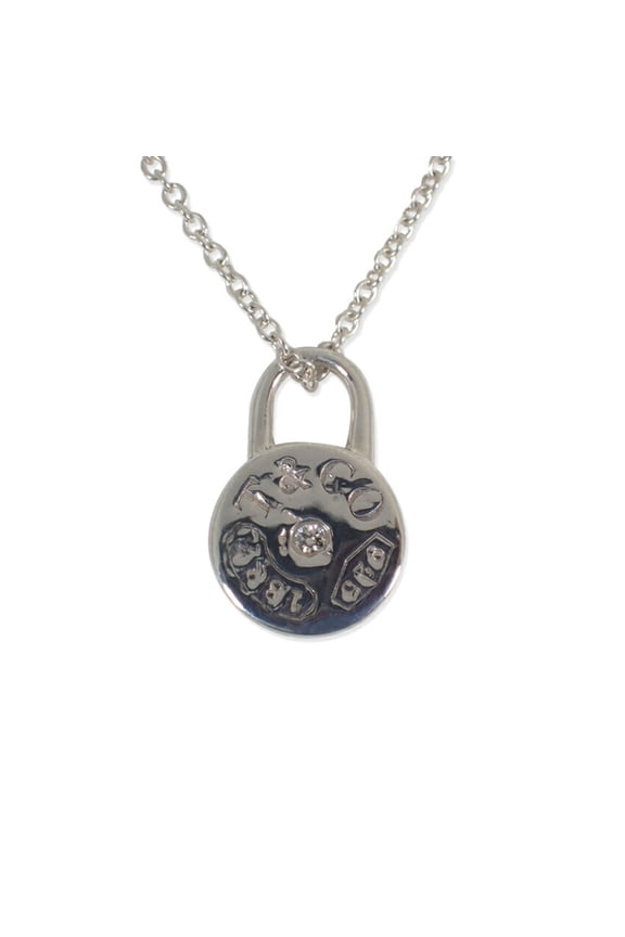 Pre-Owned TIFFANY 925 Diamond 1pc 1837 Round Lock Pendant Necklace (Good)