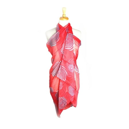 Women's Lightweight Scarves Rotation Flowers Printed Soft Large Scarf Wrap-Coral