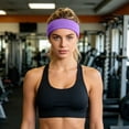 thumbnail image 5 of Sweat Wicking Sports Headband Quick Dry Stretch Workout Sweatband Non Slip Athletic Head Wrap For Running Yoga Gym Cycling Fitness(Purple-18Cm), 5 of 7