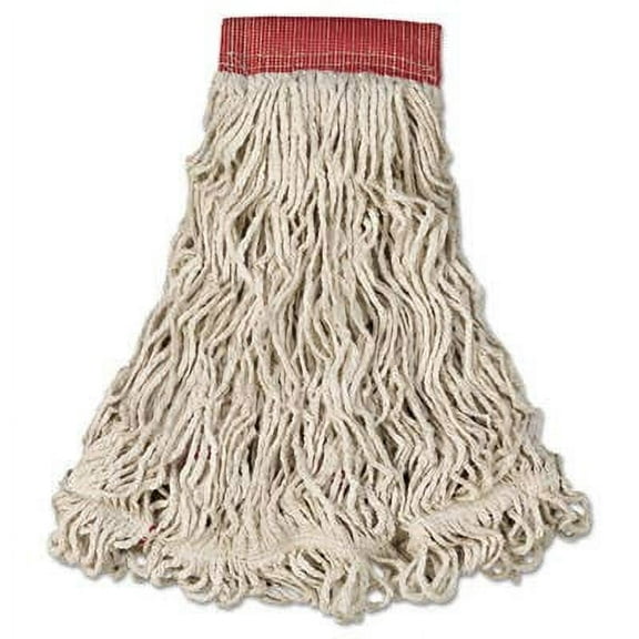 Rubbermaid Commercial Swinger Loop Wet Mop Head, Large, Cotton/Synthetic, White, 6/Carton