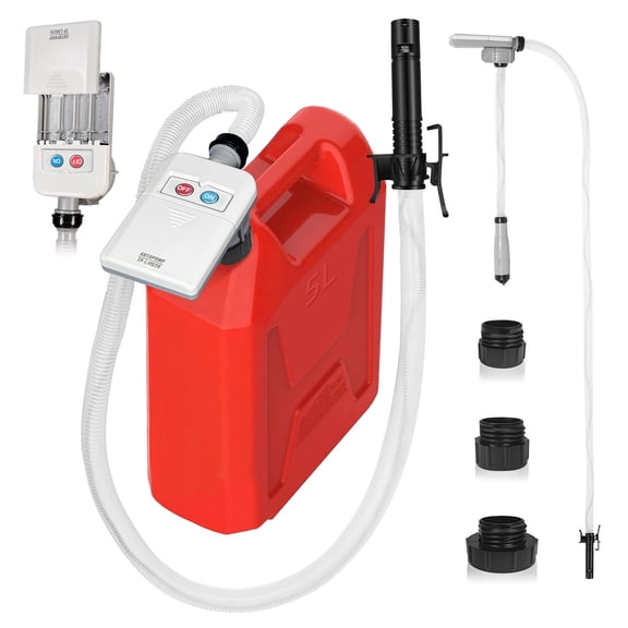 Fuel Transfer Pump with Auto-Stop Sensor, Flow at 3.2 GPM, Portable Siphon Fluid Transfer Pump For Gasoline, Oil & Diesel. Includes 3 Adapter Cap Sizes for Easy Refueling