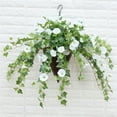thumbnail image 3 of Cesta colgante de seda artificial Wosthever flor de gloria de la mañana decoración para Sala de bodas blanco, 3 of 6