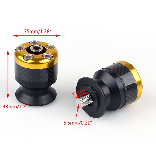 Universal Motorcycle CNC Carbon Fiber 6mm Swingarm Sliders Spools Gold